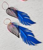 Boucles d’oreilles ONELAINE grandes feuilles bleues - Créations Uniques