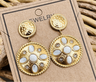 Boucles d’oreilles chic SHANTEL dorées et blanc nacré