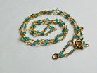 Collier ETHEL ras de cou perles bleu turquoise chaîne dorée