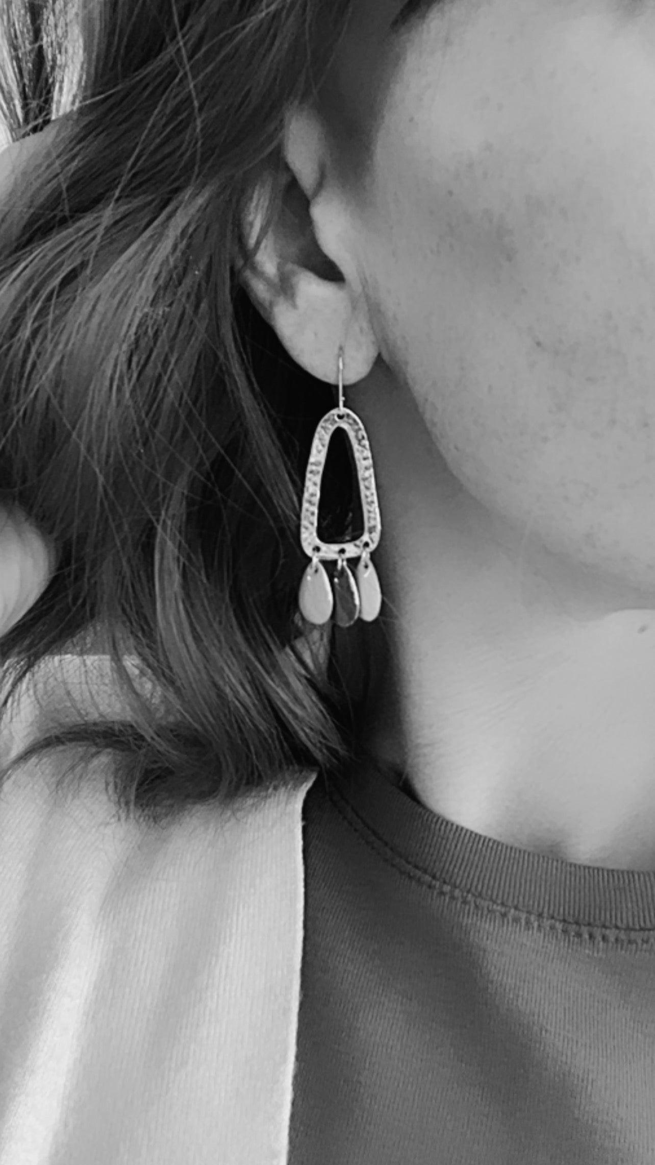 Boucles d’oreilles DIANE gouttes tricolores - Créations Uniques