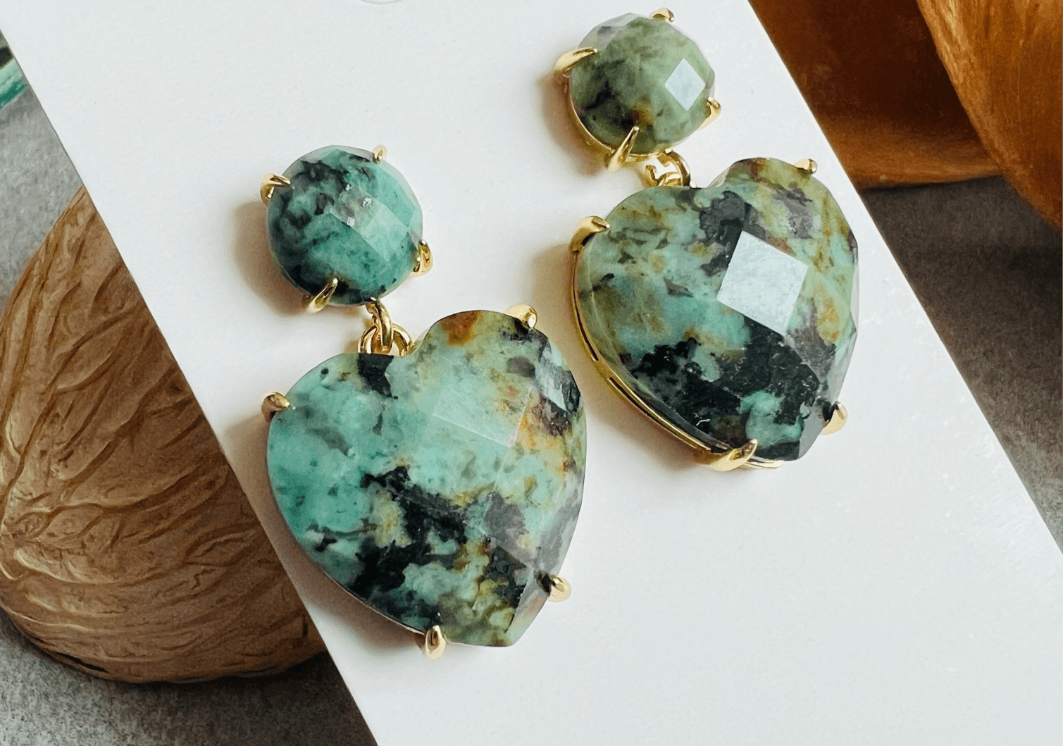 Boucles d’oreilles LESLIE cœurs turquoises