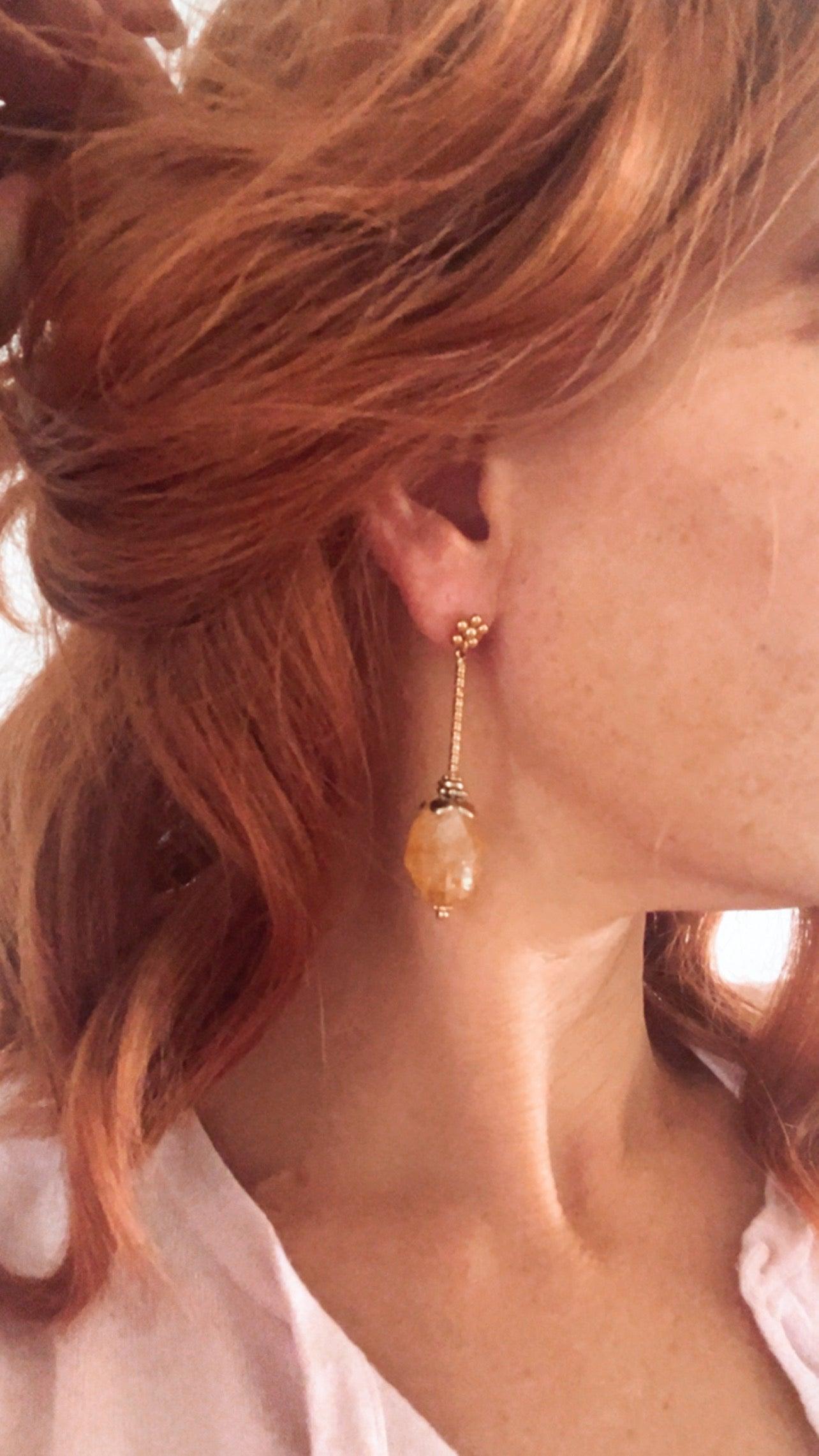 Boucles d’oreilles JULIET perles citrine