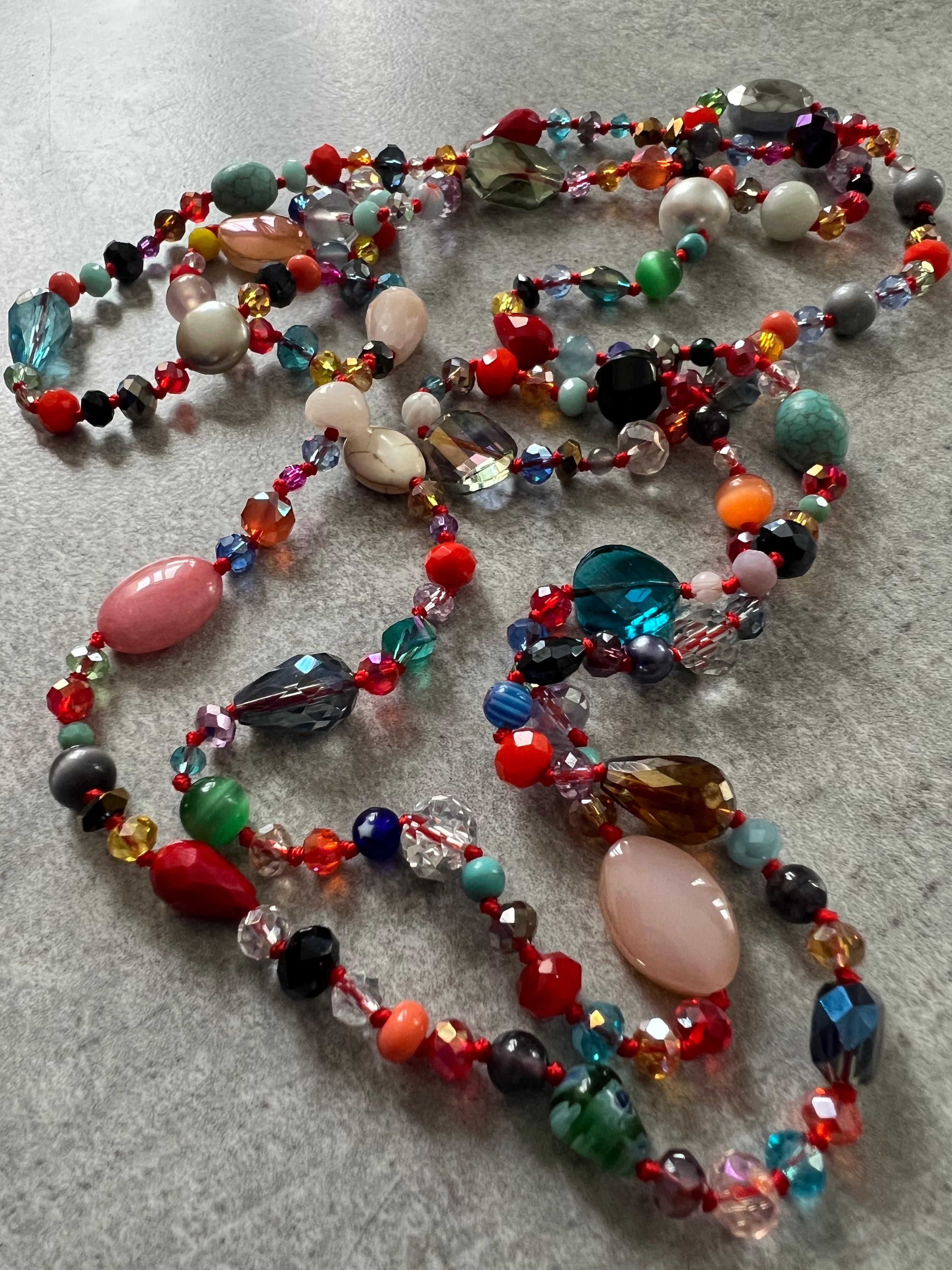 Collier sautoir INÈS perles multicolores