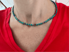 Collier NATACHA perles turquoise et bleu marine.