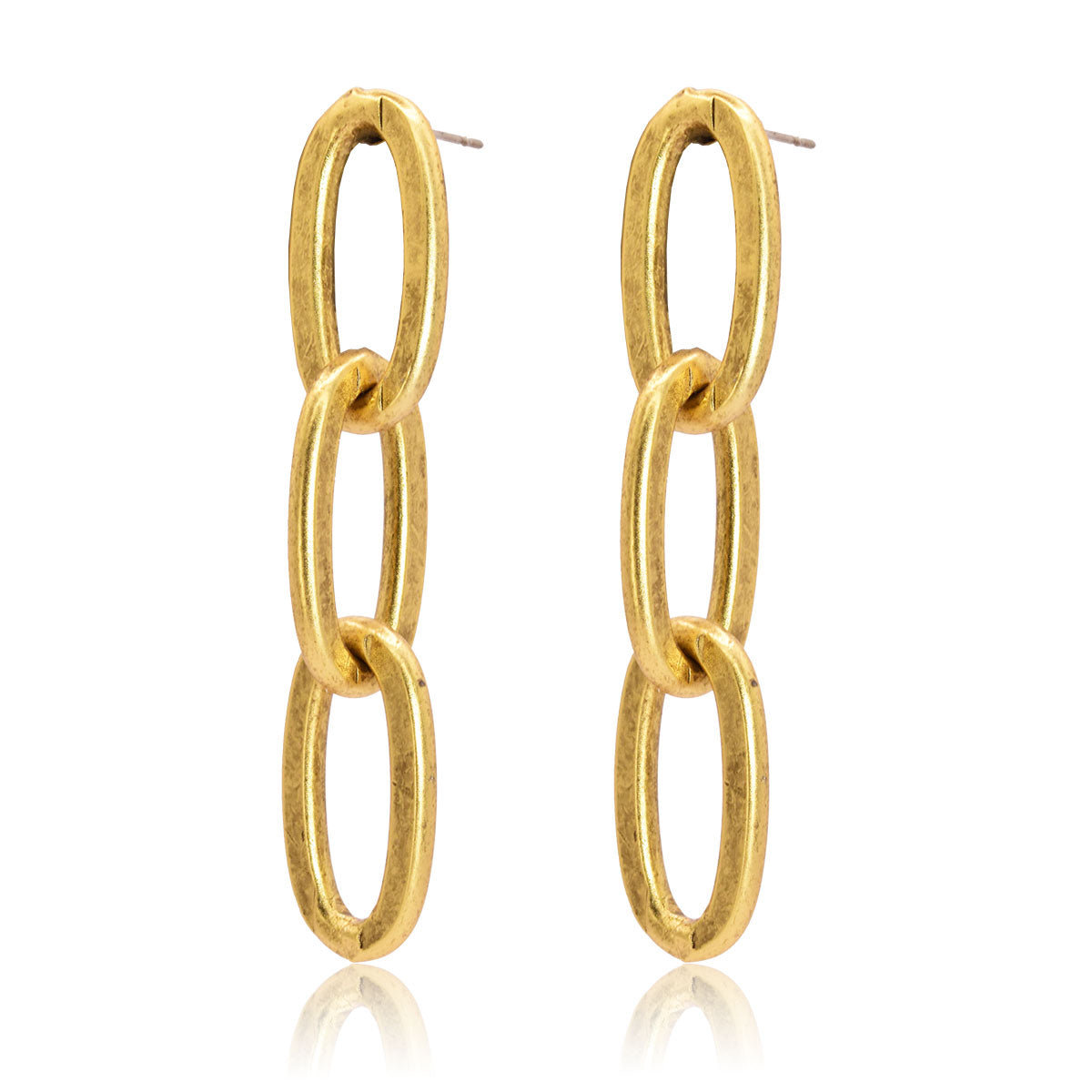 Thick link linear drop earrings - Karine Sultan