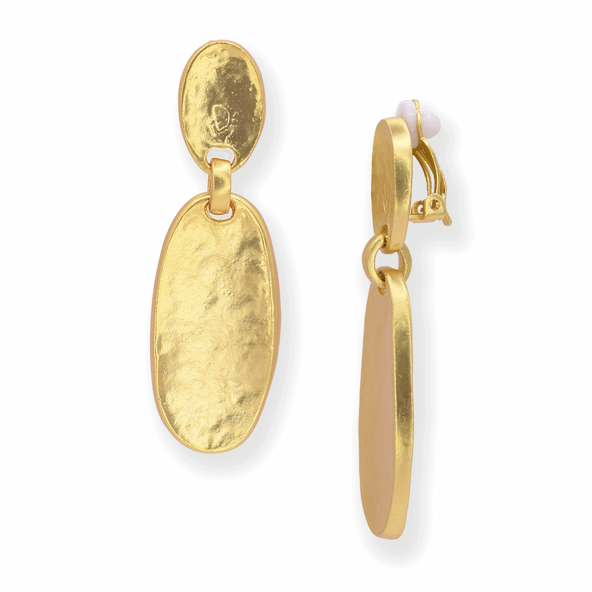 Textured oval drop clip-on earrings - Karine Sultan