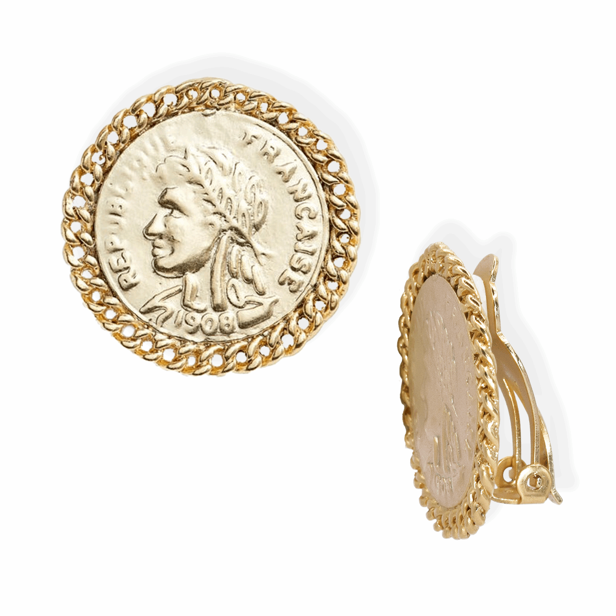 Large coin clip-on earrings - Karine Sultan