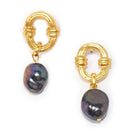 E71644 Boucles d'oreilles perle noire - Karine Sultan