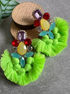 Boucles d’oreilles SOLÉNA pompons vert fluo