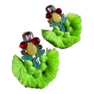 Boucles d’oreilles SOLÉNA pompons vert fluo