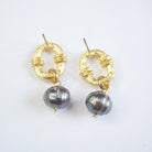 E71644 Boucles d'oreilles perle noire - Karine Sultan