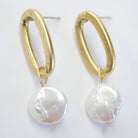 E71706 Boucles d'oreilles perle plate - Karine Sultan