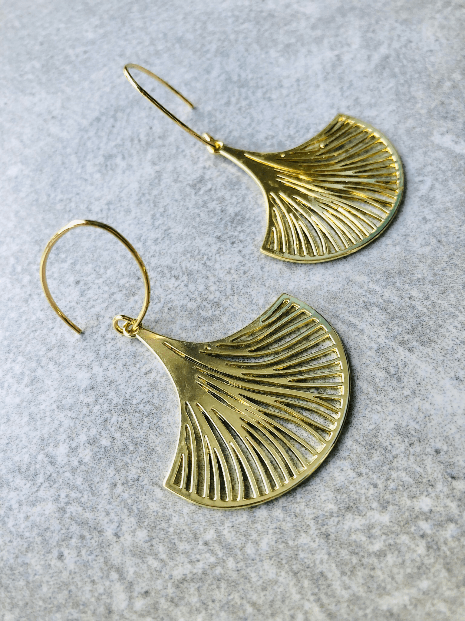 Boucles d’oreilles CHRISTELLE feuilles Ginkgo brillant