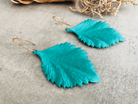 Boucles d’oreilles ANGÉLIQUE feuilles turquoises - Créations Uniques