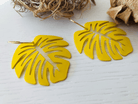 Boucles d’oreilles LAURY feuilles tropicales jaunes - Créations Uniques