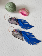 Boucles d’oreilles ONELAINE grandes feuilles bleues - Créations Uniques