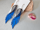 Boucles d’oreilles ONELAINE grandes feuilles bleues - Créations Uniques