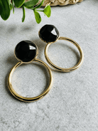 Boucles d’oreilles SERENA ronds dorés et clous noirs