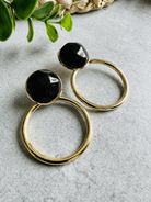 Boucles d’oreilles SERENA ronds dorés et clous noirs