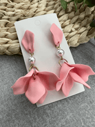 Boucles d’oreilles ANTOINETTE pétales rose clair