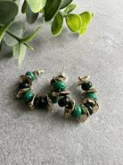 Boucles d’oreilles LOÏS créoles perles vertes, noires et dorées