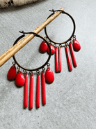 Boucles d’oreilles LISA bâtons et gouttes résine epoxy corail - Créations Uniques