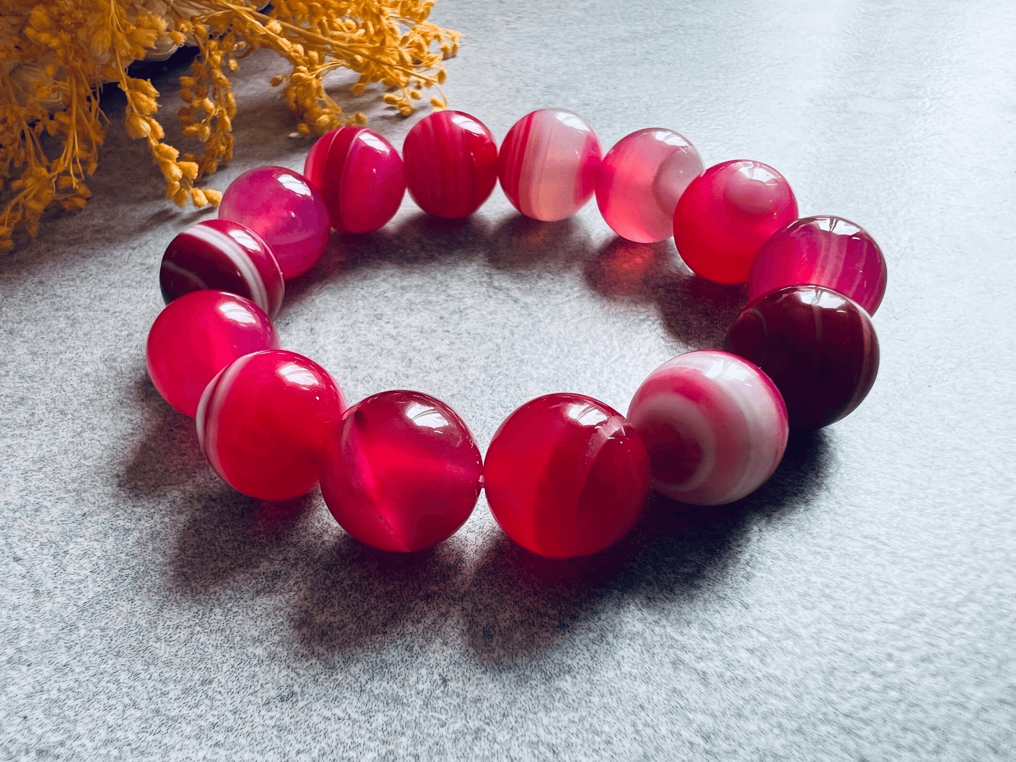 Bracelet perles Agate Rose