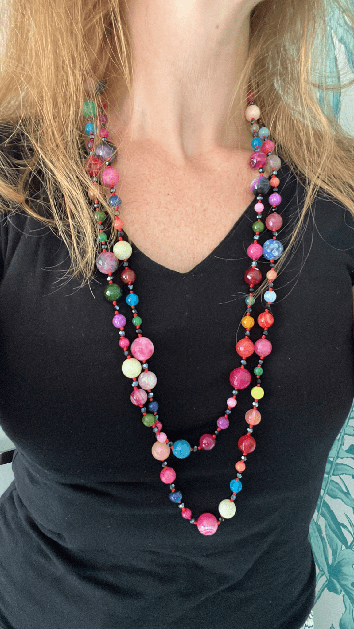 Collier sautoir perles multicolores  LEE