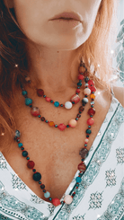 Collier sautoir perles multicolores  LEE