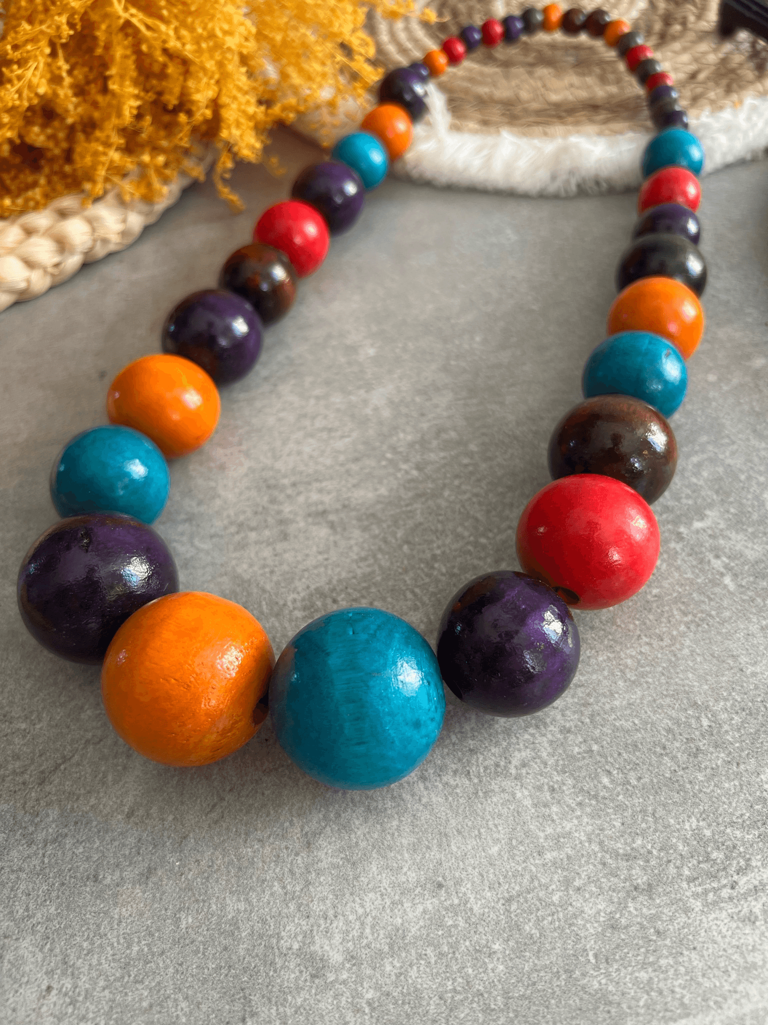 Collier de perles en bois multicolores SORAYA - coup de cœur