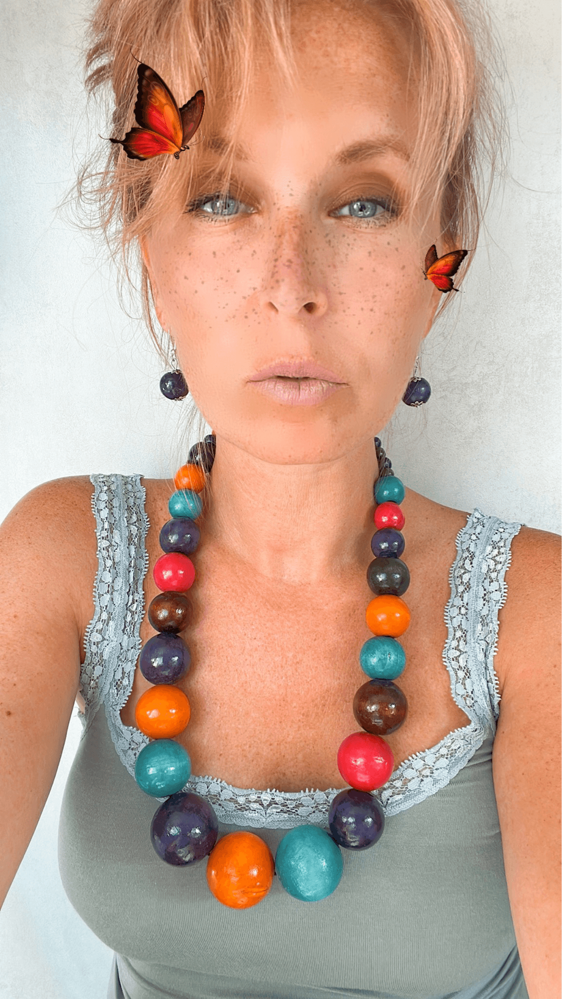 Collier de perles en bois multicolores SORAYA - coup de cœur