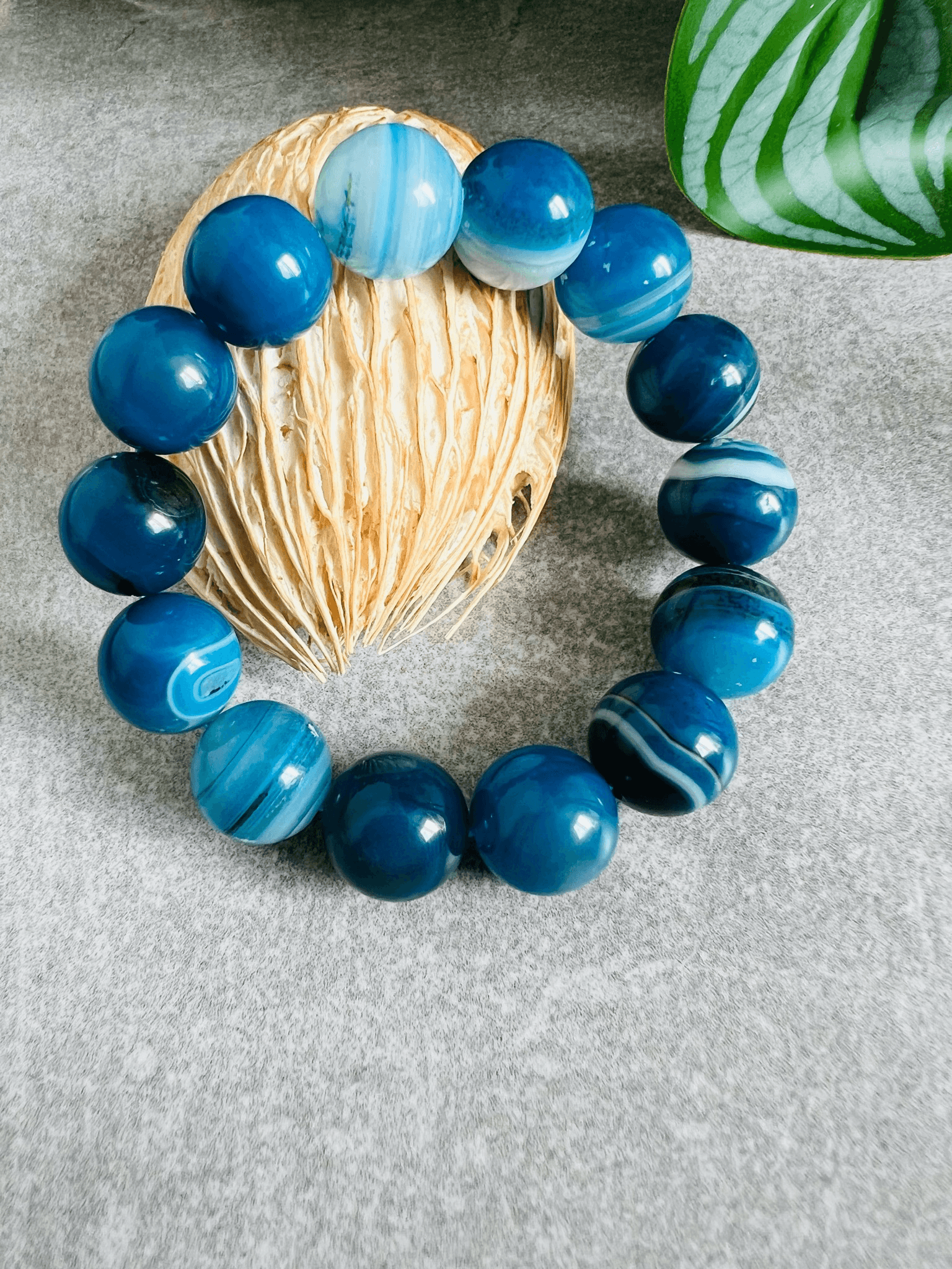 Bracelet perles BLEU AGATE