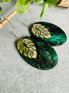 Boucles d’oreilles GIULIA résine ovale vert pailleté - Créations Uniques