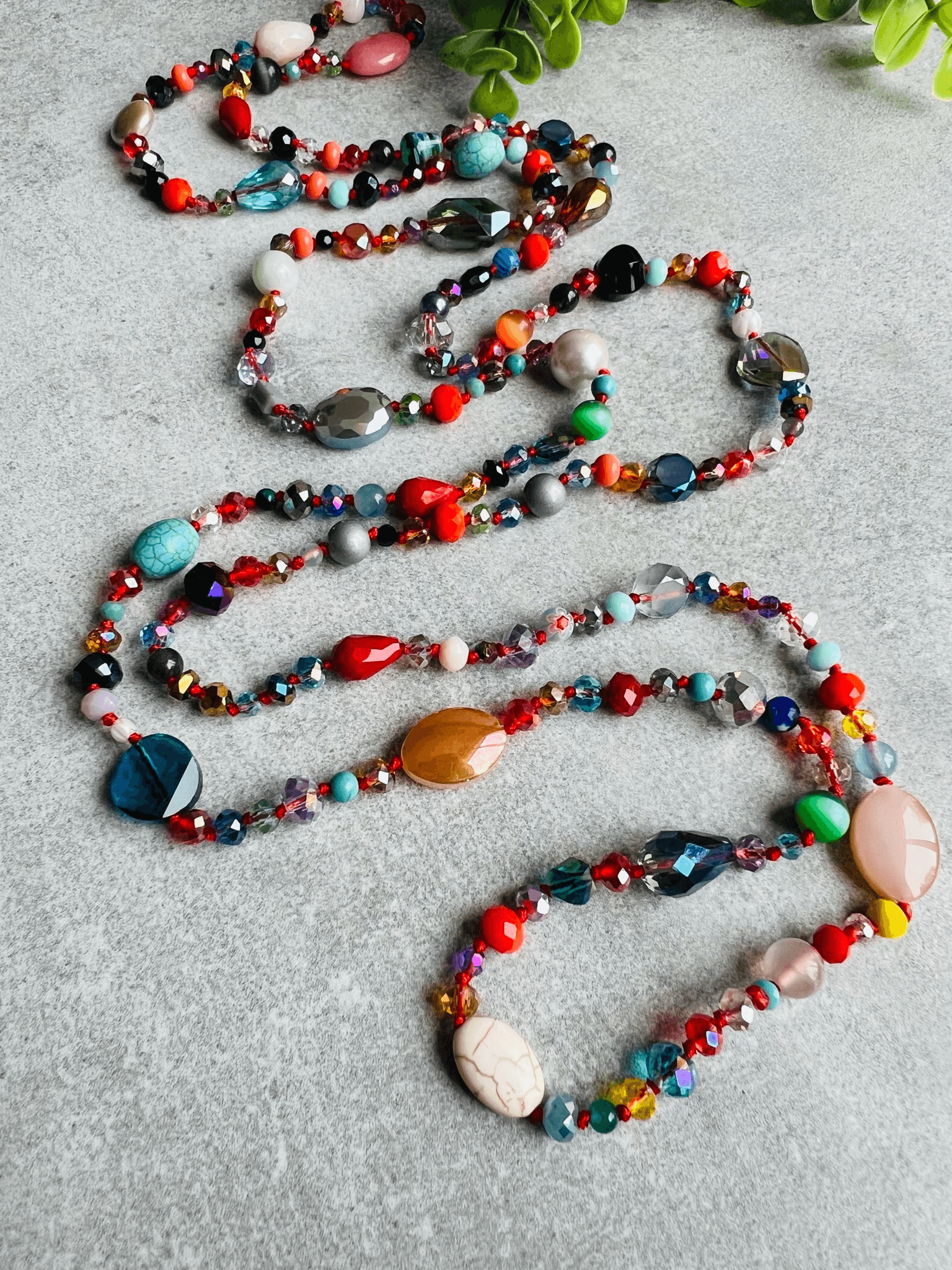 Collier sautoir INÈS perles multicolores