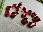 Boucles d’oreilles brillantes BELLA rose rouge framboise