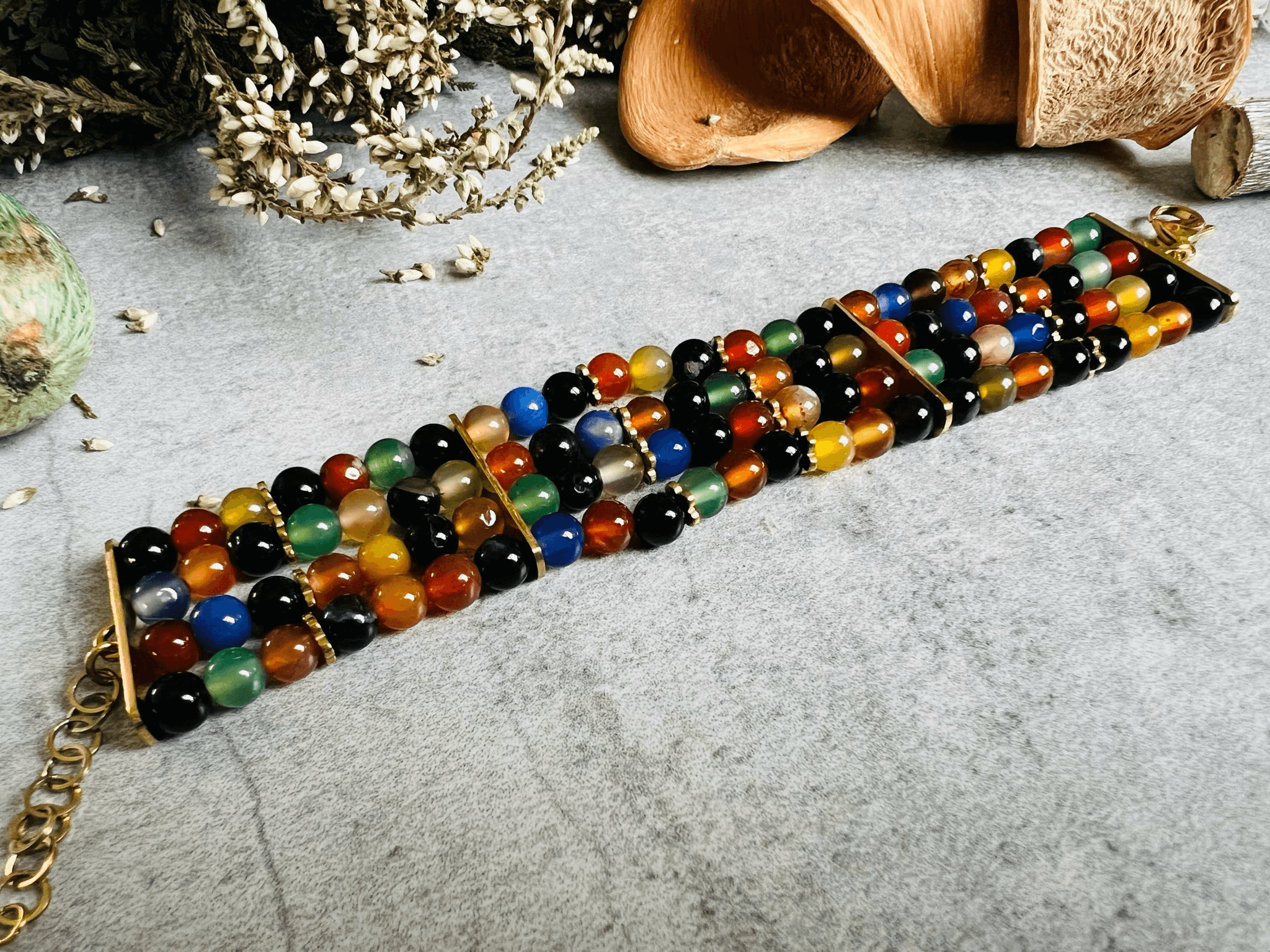 Bracelet DASHER perles multicolores 4 rangs