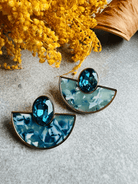 Boucles d’oreilles LIV demi cercle résine nuances de bleu