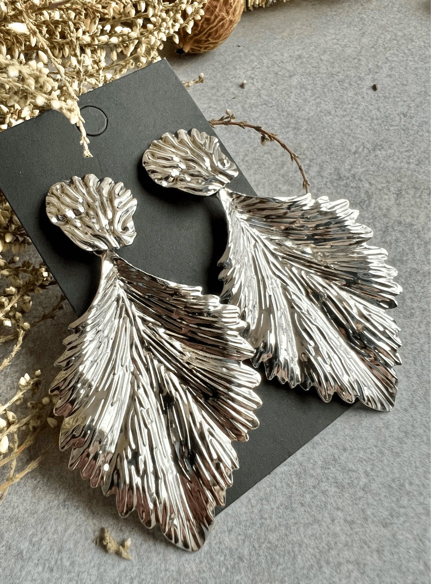 Boucles d’oreilles feuilles argentées MURIELLE